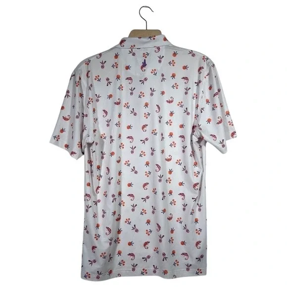 Johnnie-O Flynn Mens M White Chameleon Pineapple Mid Pines Golf Polo JMPO5700 - Picture 2 of 7